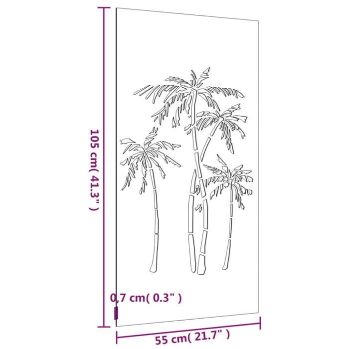 Garden Wall Decoration 105x55 Cm Corten Steel Palm Tree
