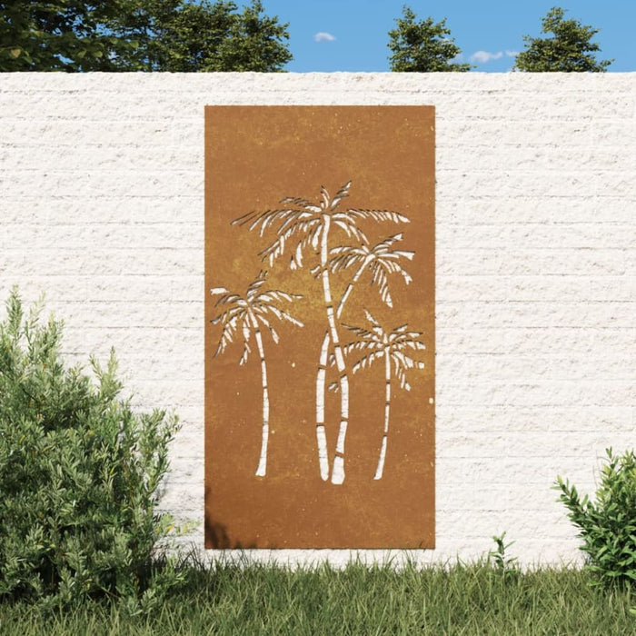 Garden Wall Decoration 105x55 Cm Corten Steel Palm Tree