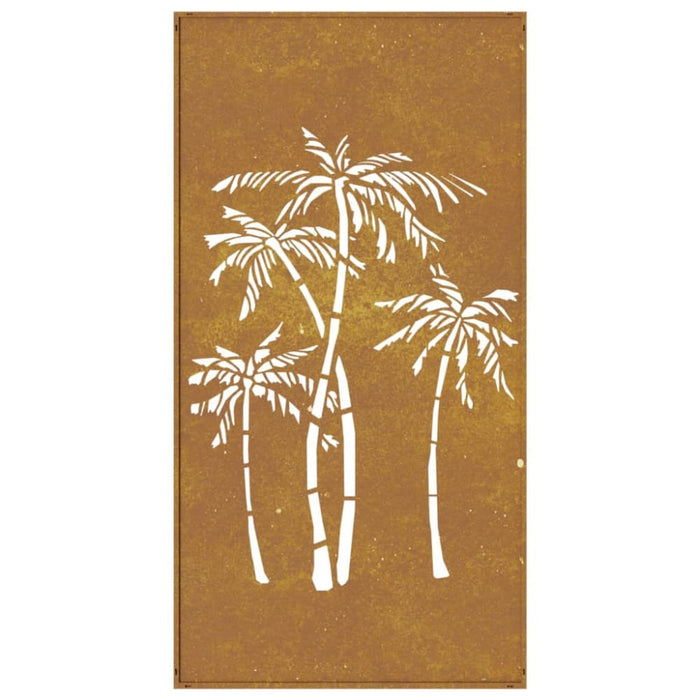 Garden Wall Decoration 105x55 Cm Corten Steel Palm Tree