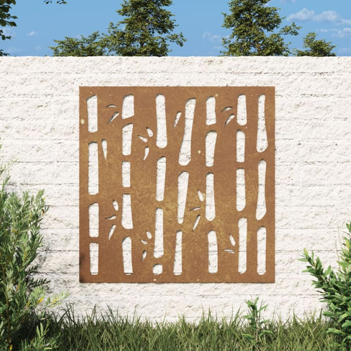 Garden Wall Decoration 55x55 Cm Corten Steel Bamboo Design