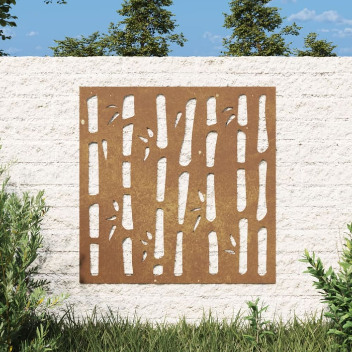 Garden Wall Decoration 55x55 Cm Corten Steel Bamboo Design