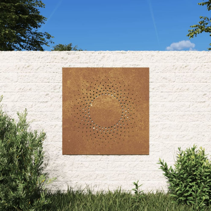 Garden Wall Decoration 55x55 Cm Corten Steel Sun Design