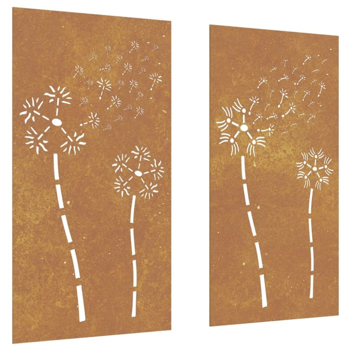 Garden Wall Decorations 2pcs 105x55cm Corten Steel Flower