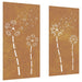 Garden Wall Decorations 2pcs 105x55cm Corten Steel Flower