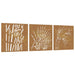 Garden Wall Decorations 3 Pcs 55x55 Cm Corten Steel Grass