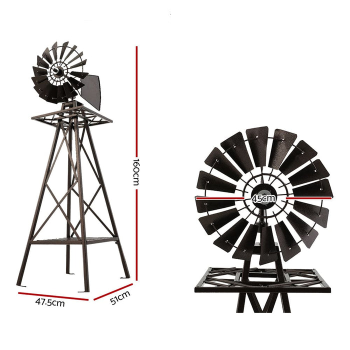 Garden Windmill 160cm Metal Ornaments Outdoor Decor