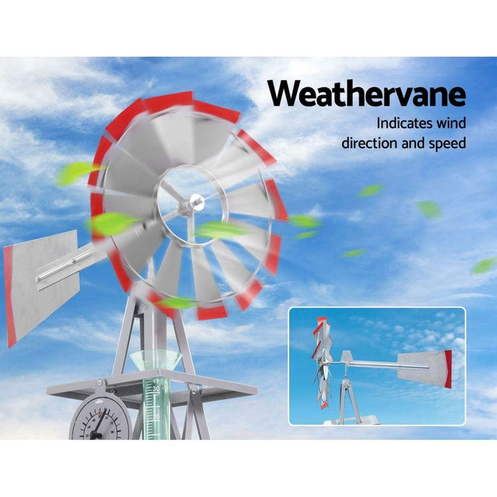 Garden Windmill 6ft 186cm Metal Ornaments Outdoor Decor