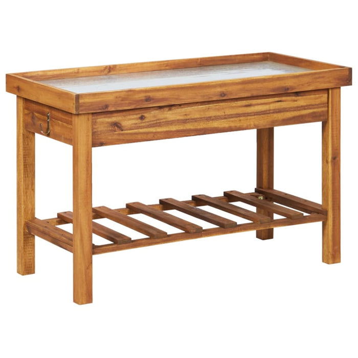 Garden Work Bench with Zinc Top Solid Acacia Wood Alplo