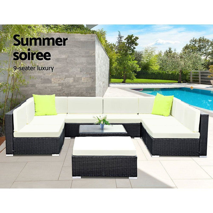 Gardeon 10pc Sofa Set with Storage Cover Outdoor Furniture