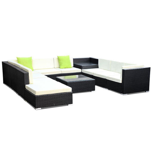 Gardeon 11pc Sofa Set with Storage Cover Outdoor Furniture