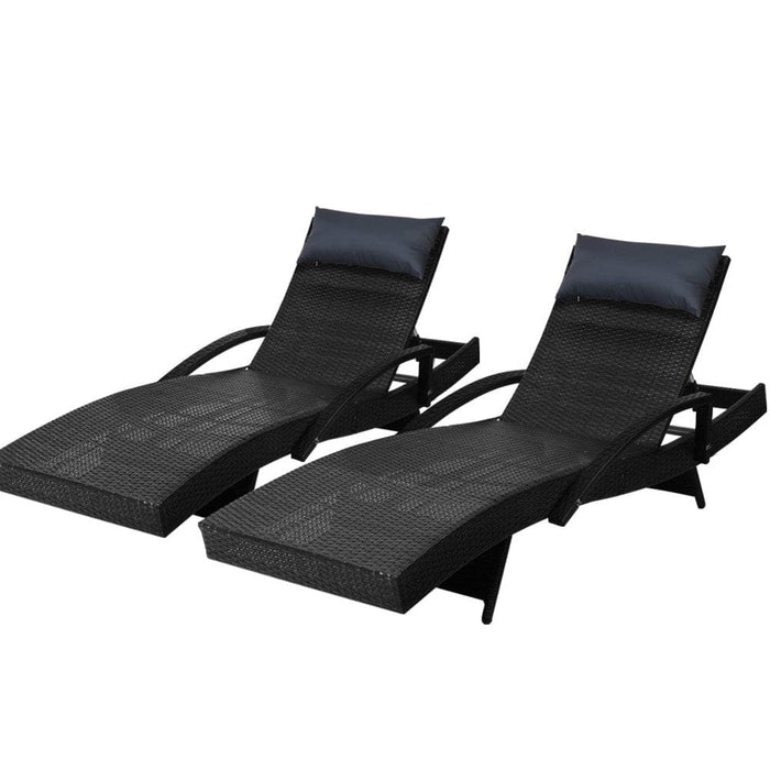 Gardeon Set of 2 Sun Lounge Outdoor Furniture Wicker