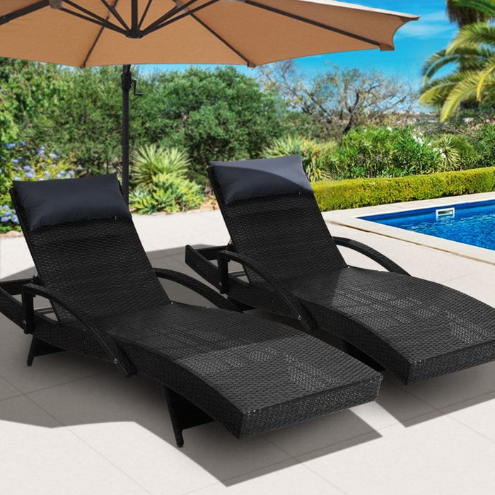 Gardeon Set Of 2 Sun Lounge Outdoor Furniture Wicker
