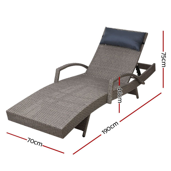 Gardeon Set of 2 Sun Lounge Outdoor Furniture Wicker