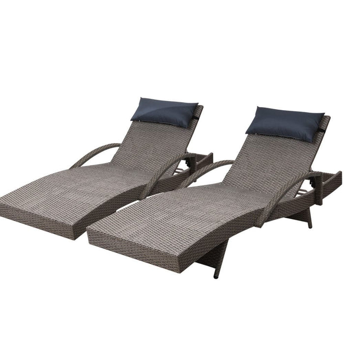 Gardeon Set of 2 Sun Lounge Outdoor Furniture Wicker