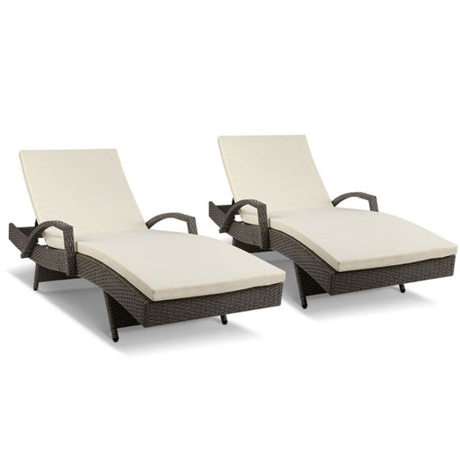 Gardeon Set of 2 Outdoor Sun Lounge Chair with Cushion-
