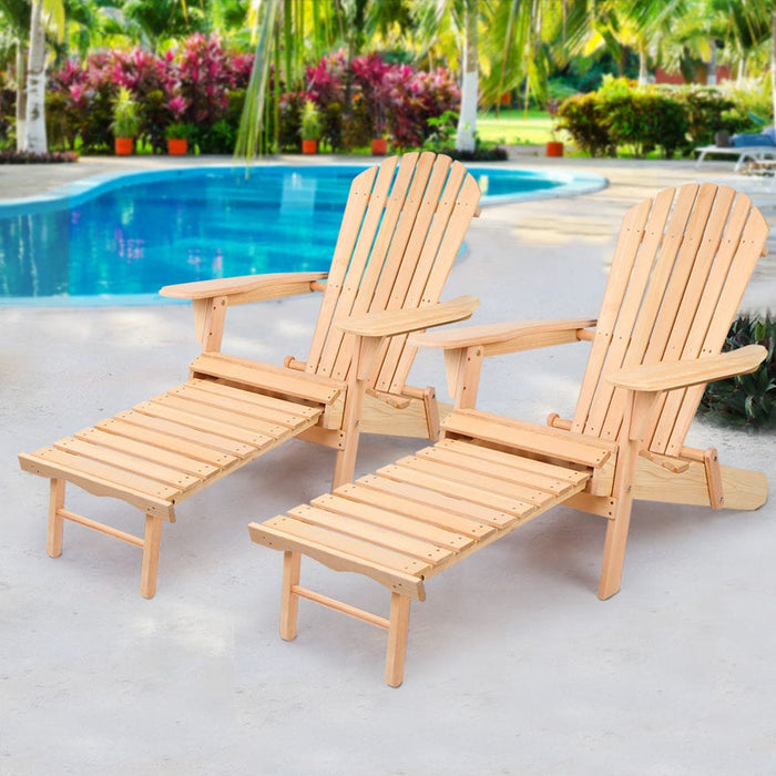 Gardeon Set of 2 Outdoor Sun Lounge Chairs Patio Furniture