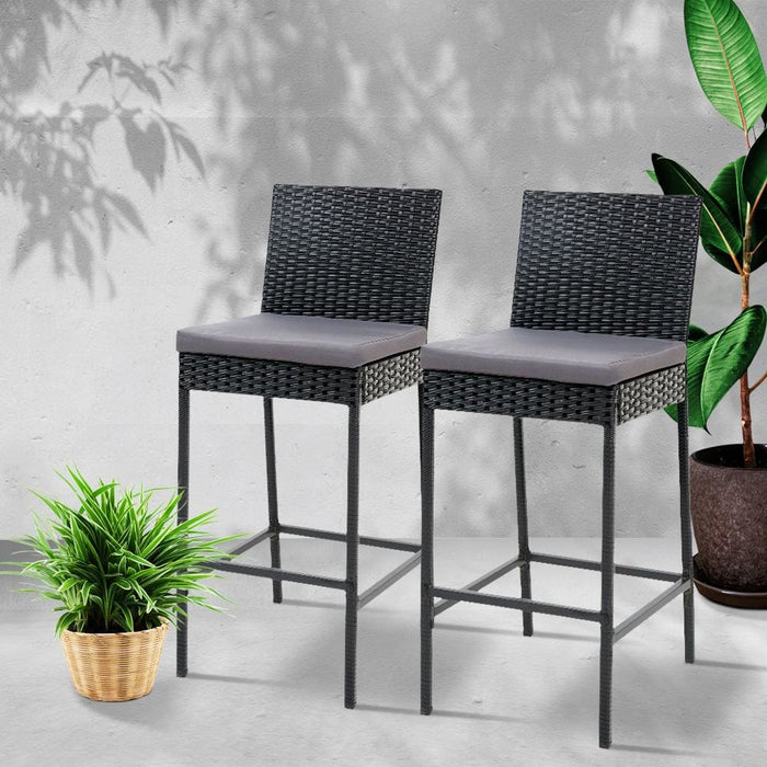 Gardeon Set Of 2 Outdoor Bar Stools Dining Chairs Wicker