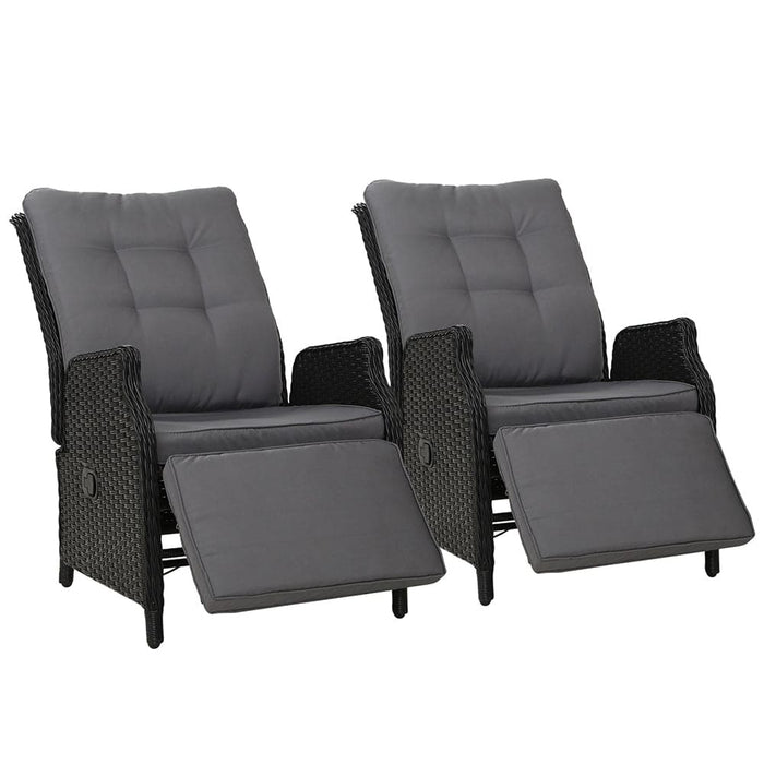 Gardeon Set of 2 Recliner Chairs Sun Lounge Outdoor
