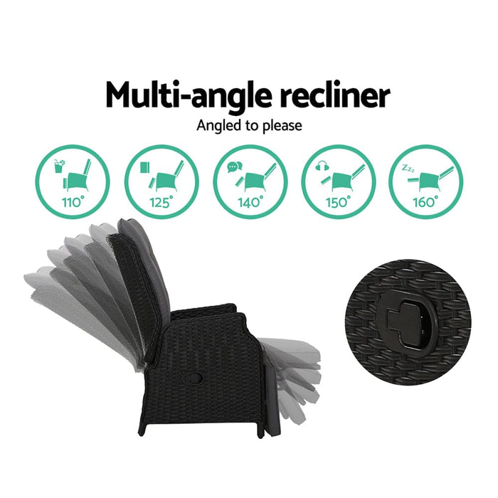 Gardeon Set of 2 Recliner Chairs Sun Lounge Outdoor