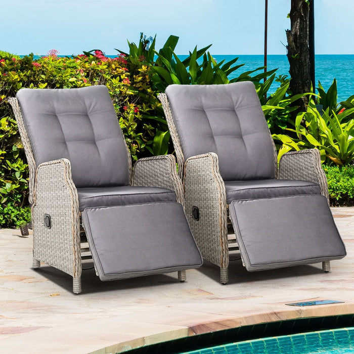 Gardeon Set of 2 Recliner Chairs Sun Lounge Outdoor