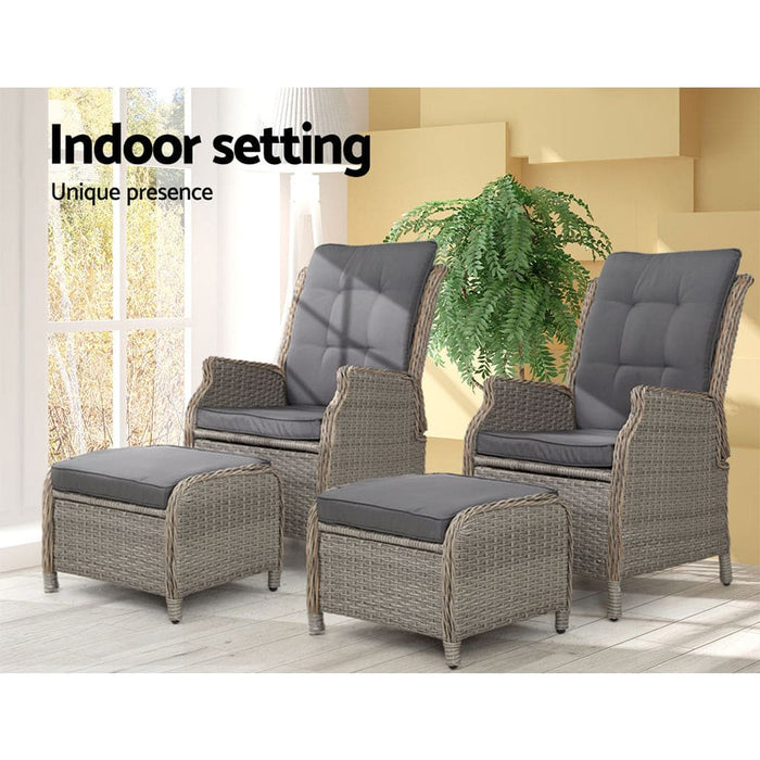 Gardeon Set of 2 Recliner Chairs Sun Lounge Outdoor Patio