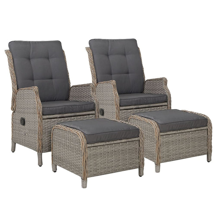 Gardeon Set of 2 Recliner Chairs Sun Lounge Outdoor Patio