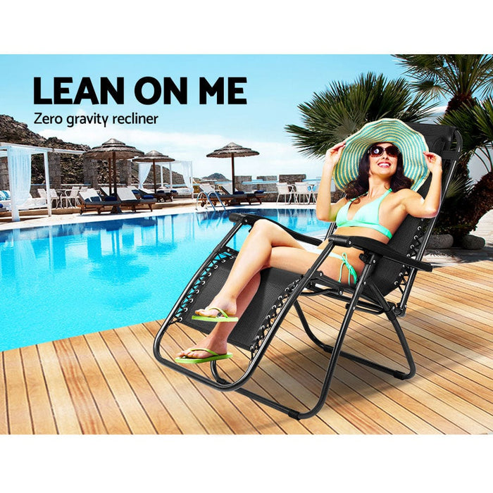 Gardeon Set of 2 Zero Gravity Chairs Reclining Outdoor