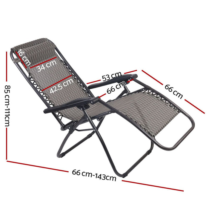 Gardeon Set of 2 Zero Gravity Chairs Reclining Outdoor