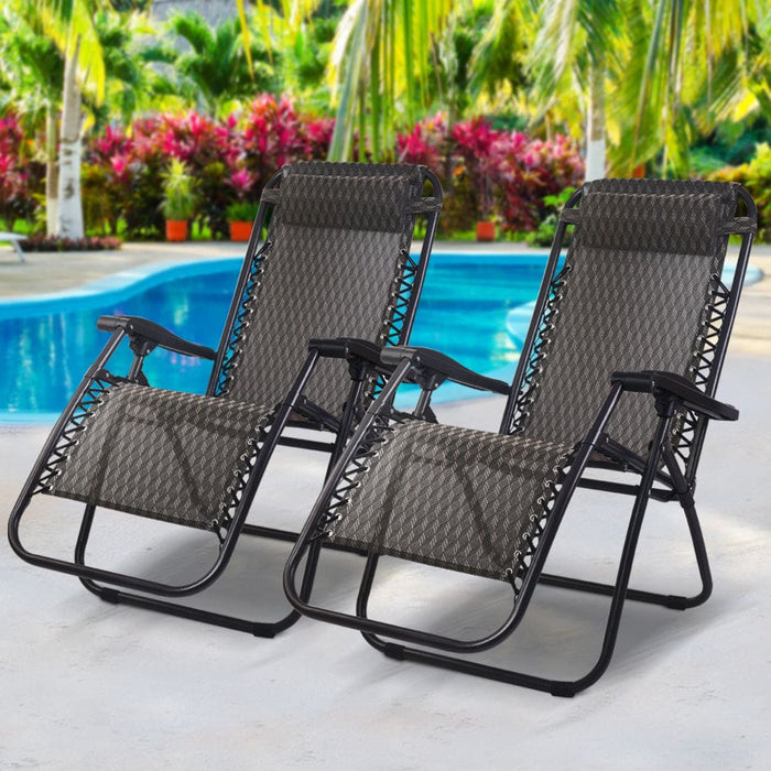 Gardeon Set of 2 Zero Gravity Chairs Reclining Outdoor