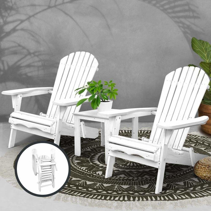 Gardeon 3 Piece Outdoor Adirondack Beach Chair and Table