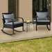Gardeon 3 Piece Outdoor Chair Rocking Set - Black