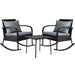 Gardeon 3 Piece Outdoor Chair Rocking Set - Black