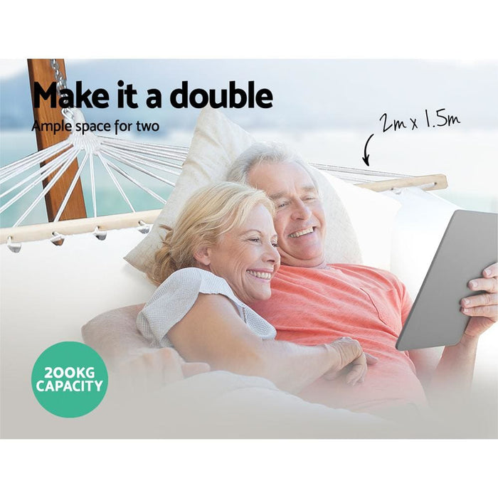 Gardeon Double Hammock with Wooden Stand