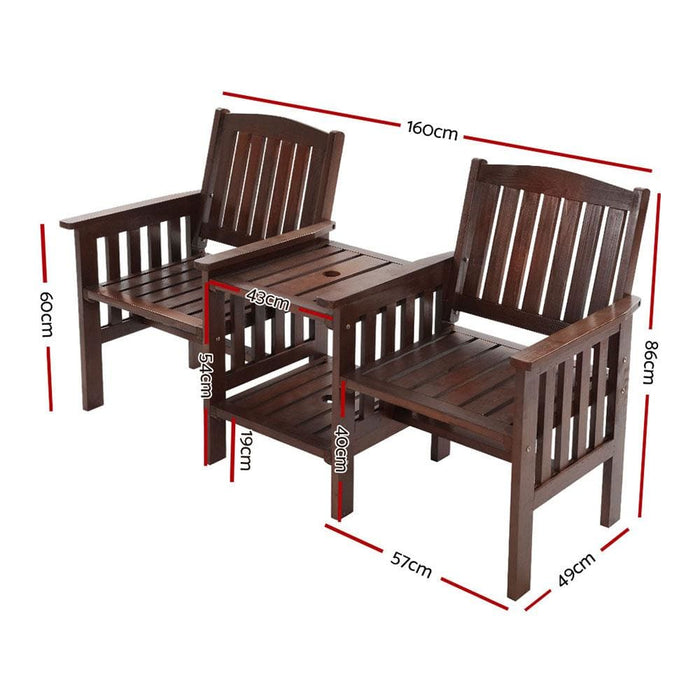 Gardeon Garden Bench Chair Table Loveseat Wooden Outdoor
