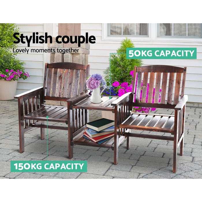 Gardeon Garden Bench Chair Table Loveseat Wooden Outdoor