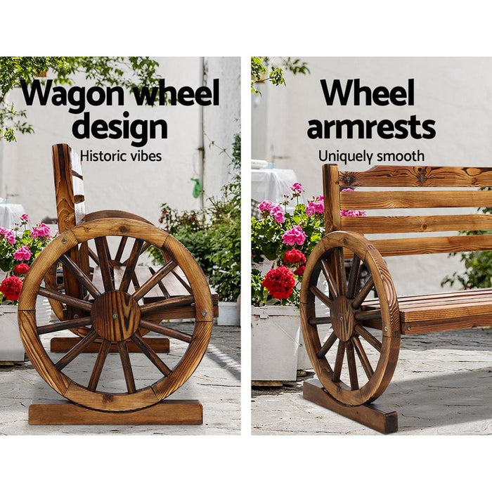 Gardeon Garden Bench Wooden Wagon Chair 3 Seat Outdoor