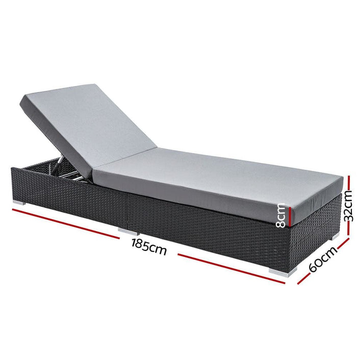 Gardeon Sun Lounge Wicker Lounger Outdoor Furniture Rattan