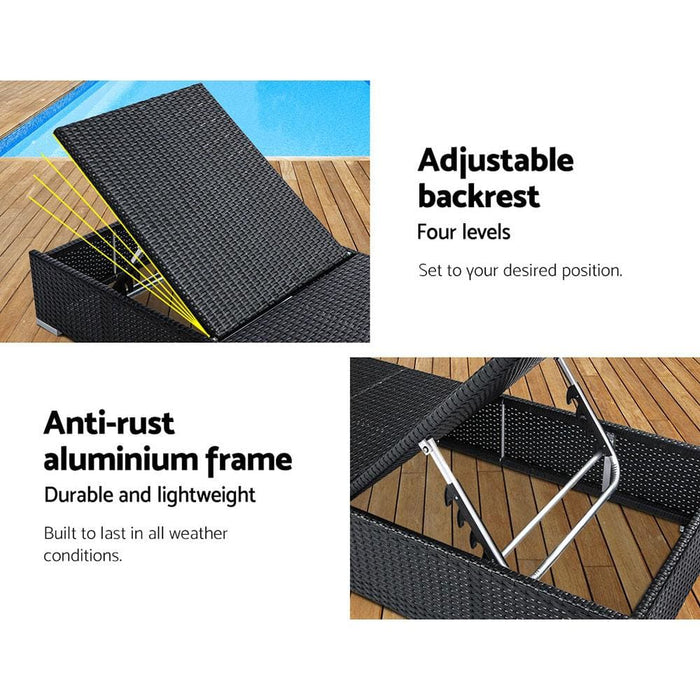 Gardeon Sun Lounge Wicker Lounger Outdoor Furniture Rattan