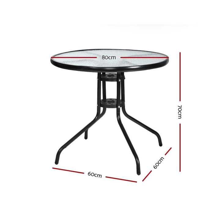 Gardeon Outdoor Dining Table Bar Setting Steel Glass 70cm