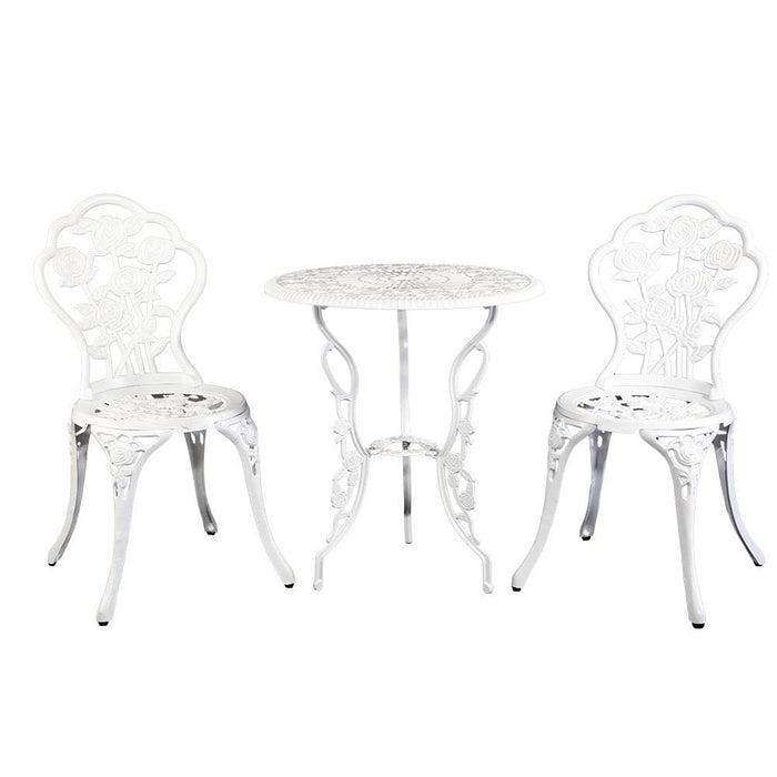 Gardeon Outdoor Furniture Chairs Table 3pc Aluminium Bistro