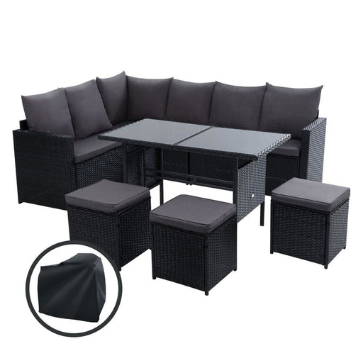 Gardeon Outdoor Furniture Dining Setting Sofa Set Wicker 9