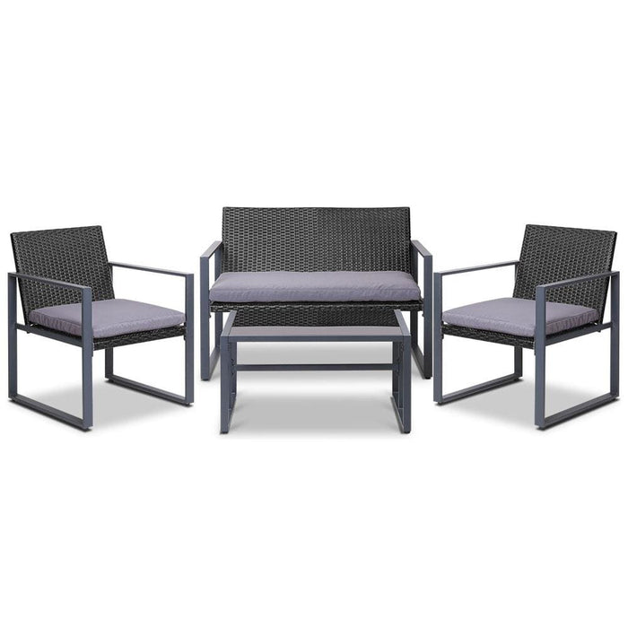 Gardeon 4pc Outdoor Furniture Patio Table Chair Black