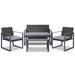 Gardeon 4pc Outdoor Furniture Patio Table Chair Black