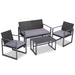 Gardeon 4pc Outdoor Furniture Patio Table Chair Black