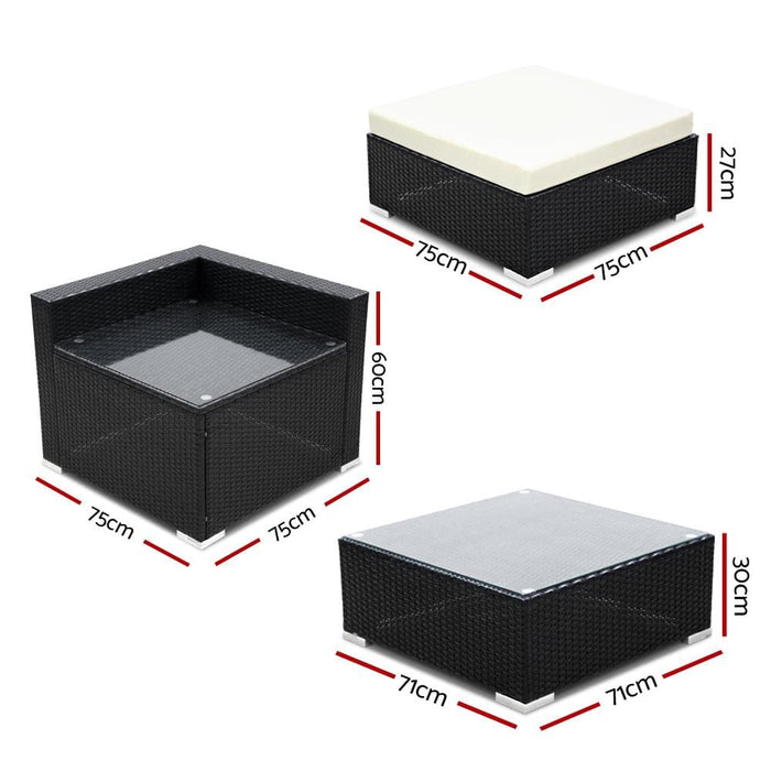 Gardeon 9pc Outdoor Furniture Sofa Set Wicker Garden Patio