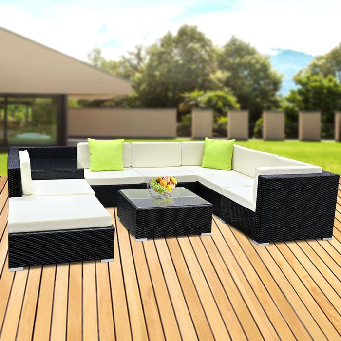 Gardeon 9pc Outdoor Furniture Sofa Set Wicker Garden Patio