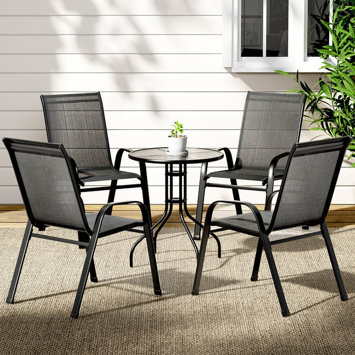 Gardeon Outdoor Furniture 5pc Table and Chairs Stackable