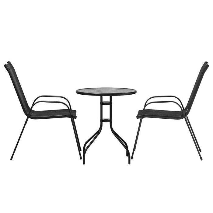 Gardeon Outdoor Furniture 3pc Table and Chairs Stackable