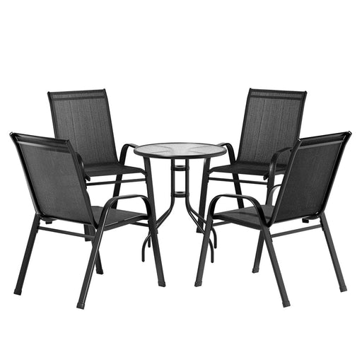 Gardeon Outdoor Furniture 5pc Table and Chairs Stackable