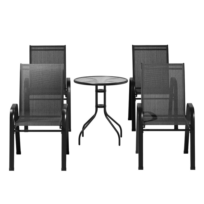 Gardeon Outdoor Furniture 5pc Table and Chairs Stackable